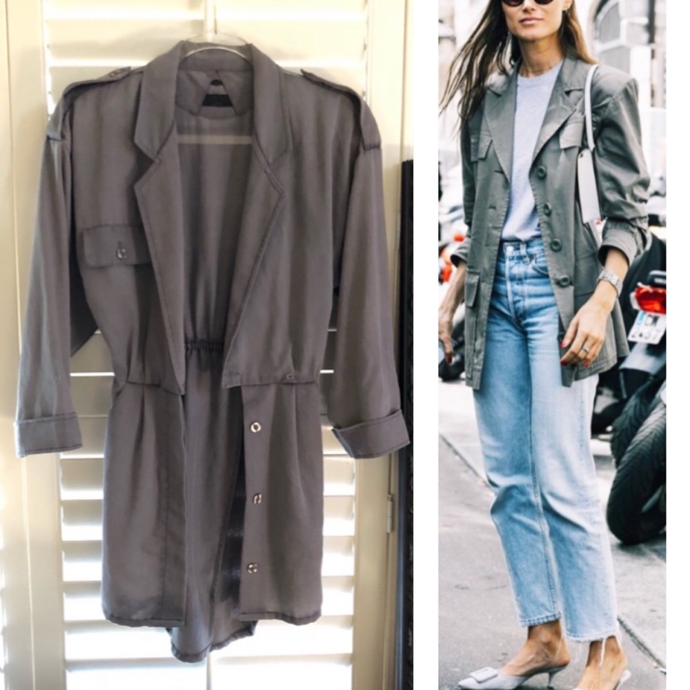 Black Chambray Burnout Cargo Inspired Shirt